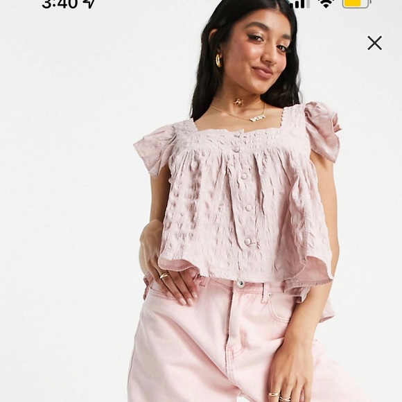 ASOS puff textured button through top - Picture 4 of 11